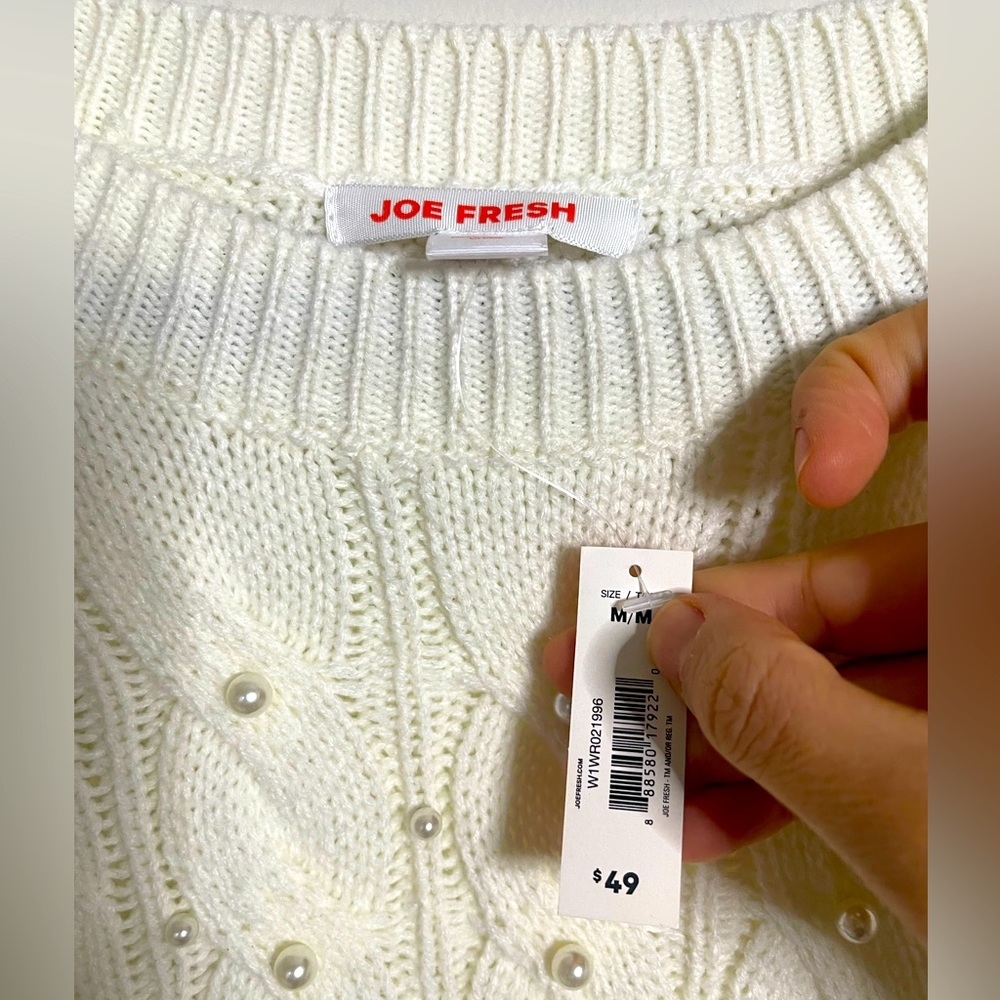 NWT Joe fresh white Pearl sweater size M - Picture 3 of 6